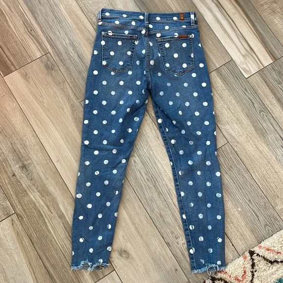 7 for all mankind polka dot high waist ankle skinny jeans - Picture 3 of 6